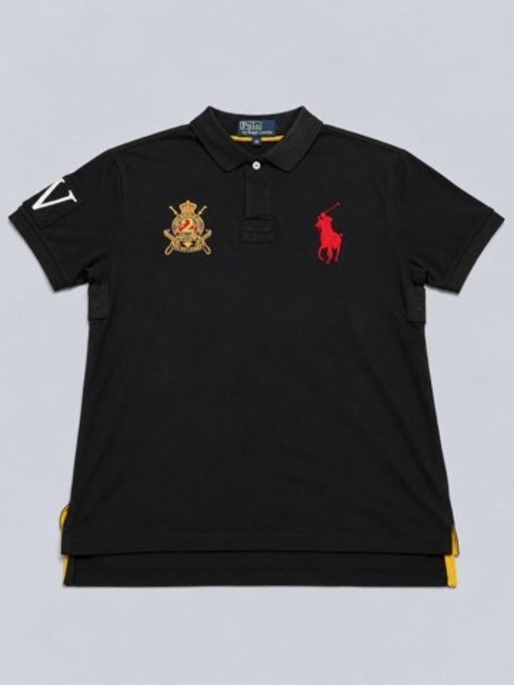 Polo by Ralph Lauren Mens Black Polo with Red Pony & Gold Crest